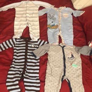 4 long sleeve one pieces 3-6 months